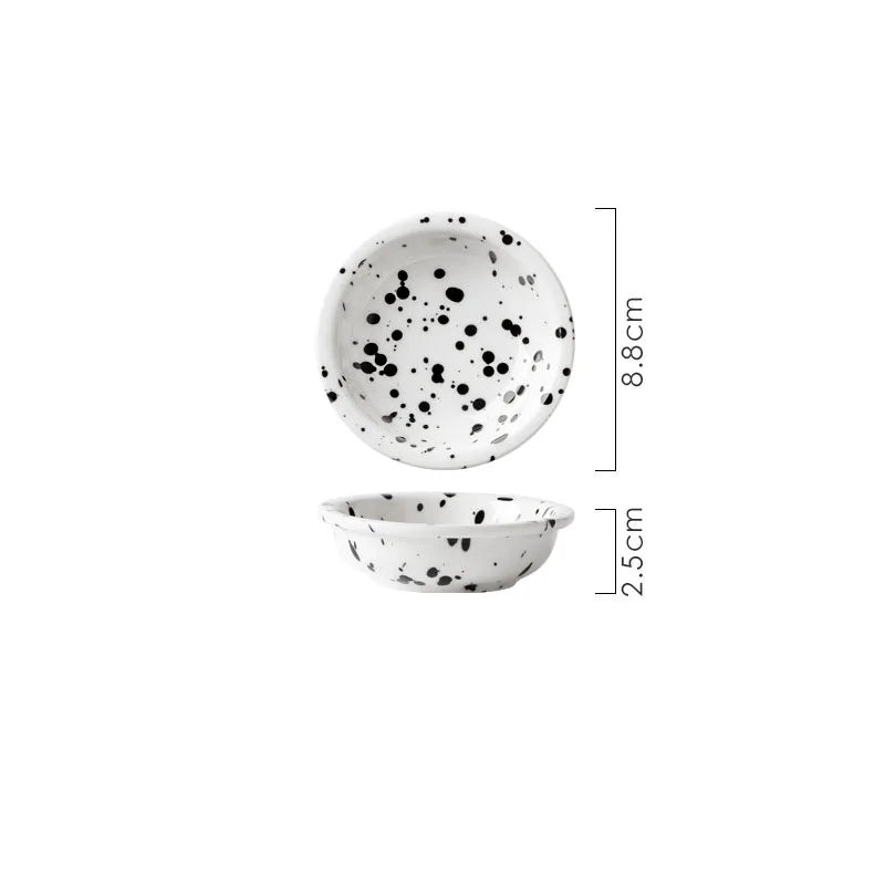 Modern Ceramic Plate Set Creative Splashing Ink Decor Breakfast Bread Plates Afternoon Tea Desktop Dessert Dish Kitchen Cutlery