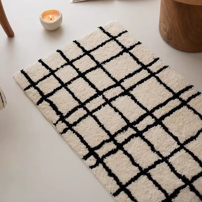 Minimal Red Plaid Tufted Carpet