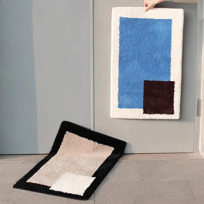 Floor anti Slip Pad Aesthetic Home Room Decor Geometric Tufting Bathroom Mat Soft Rug Bedroom Carpet Doormat