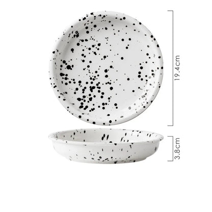 Modern Ceramic Plate Set Creative Splashing Ink Decor Breakfast Bread Plates Afternoon Tea Desktop Dessert Dish Kitchen Cutlery