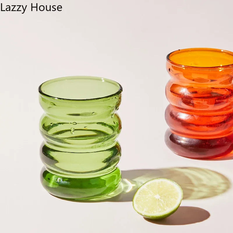 Creative Glass Cup Heat-Resistant Tumbler Drinkware Tea Juice Milk Coffee Mug Home Water Glasses Ripple Mug 250Ml