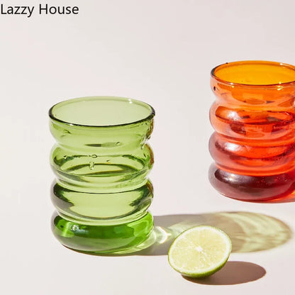 Creative Glass Cup Heat-Resistant Tumbler Drinkware Tea Juice Milk Coffee Mug Home Water Glasses Ripple Mug 250Ml