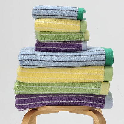 Striped Geometric Cotton Towels Soft Face Towel Long-Staple Cotton Absorbent Bath Towel Household Hotel Towels