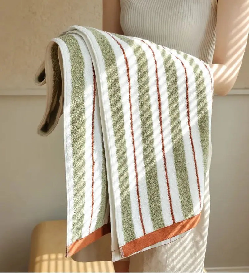 Striped Geometric Cotton Towels Soft Face Towel Long-Staple Cotton Absorbent Bath Towel Household Hotel Towels