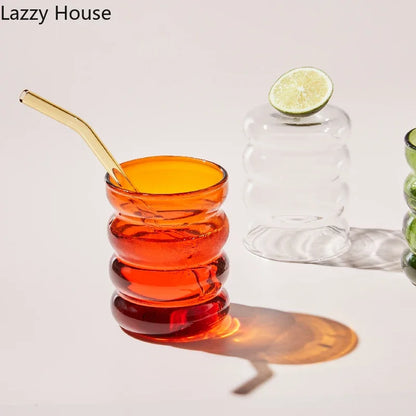Creative Glass Cup Heat-Resistant Tumbler Drinkware Tea Juice Milk Coffee Mug Home Water Glasses Ripple Mug 250Ml