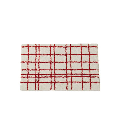 Minimal Red Plaid Tufted Carpet