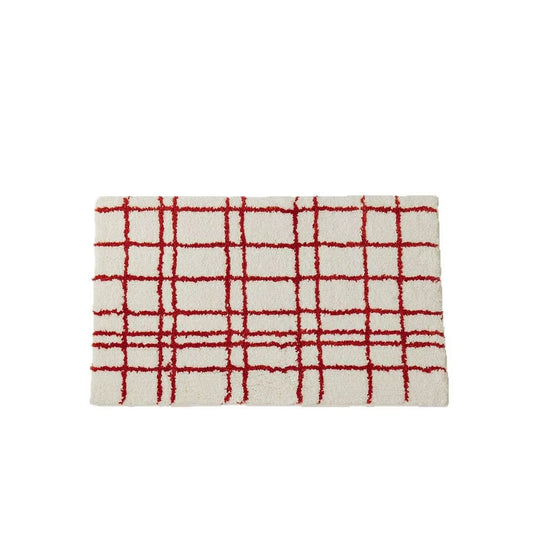 Minimal Red Plaid Tufted Carpet