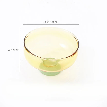 Color Blocking Glass Bowl Soup Bowl Tableware Decoration Household Heat-Resistant Transparent Bowl Spoon Set Fruit Salad Bowl