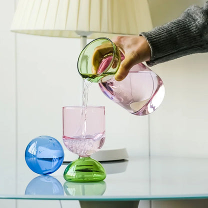 "Everyday Elegance: Colored Glass & Water Kettle" 　
