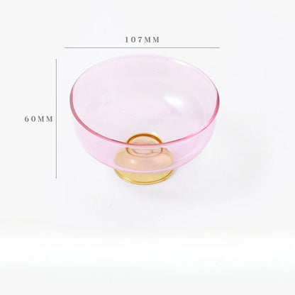 Color Blocking Glass Bowl Soup Bowl Tableware Decoration Household Heat-Resistant Transparent Bowl Spoon Set Fruit Salad Bowl