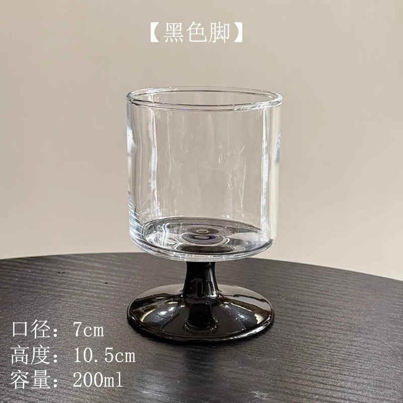 Ins Bla Base Glass Cup Juice Cup Home Use Transparent High Foot Cup Creative High-End Red Wine Cup Nordic Sle Beverage Cup