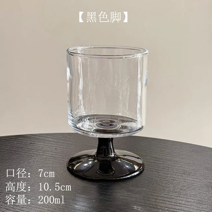 Ins Bla Base Glass Cup Juice Cup Home Use Transparent High Foot Cup Creative High-End Red Wine Cup Nordic Sle Beverage Cup