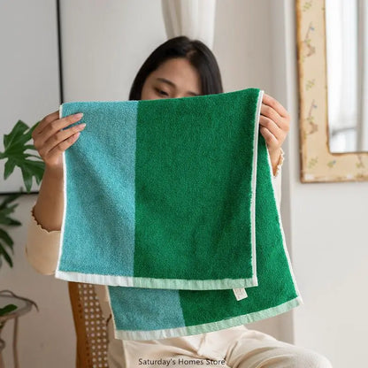 Color Matching Pure Cotton Towels Yarn-Dyed Face Soft Towel Class Long-Staple Absorbent Bath Towel Kids Towel