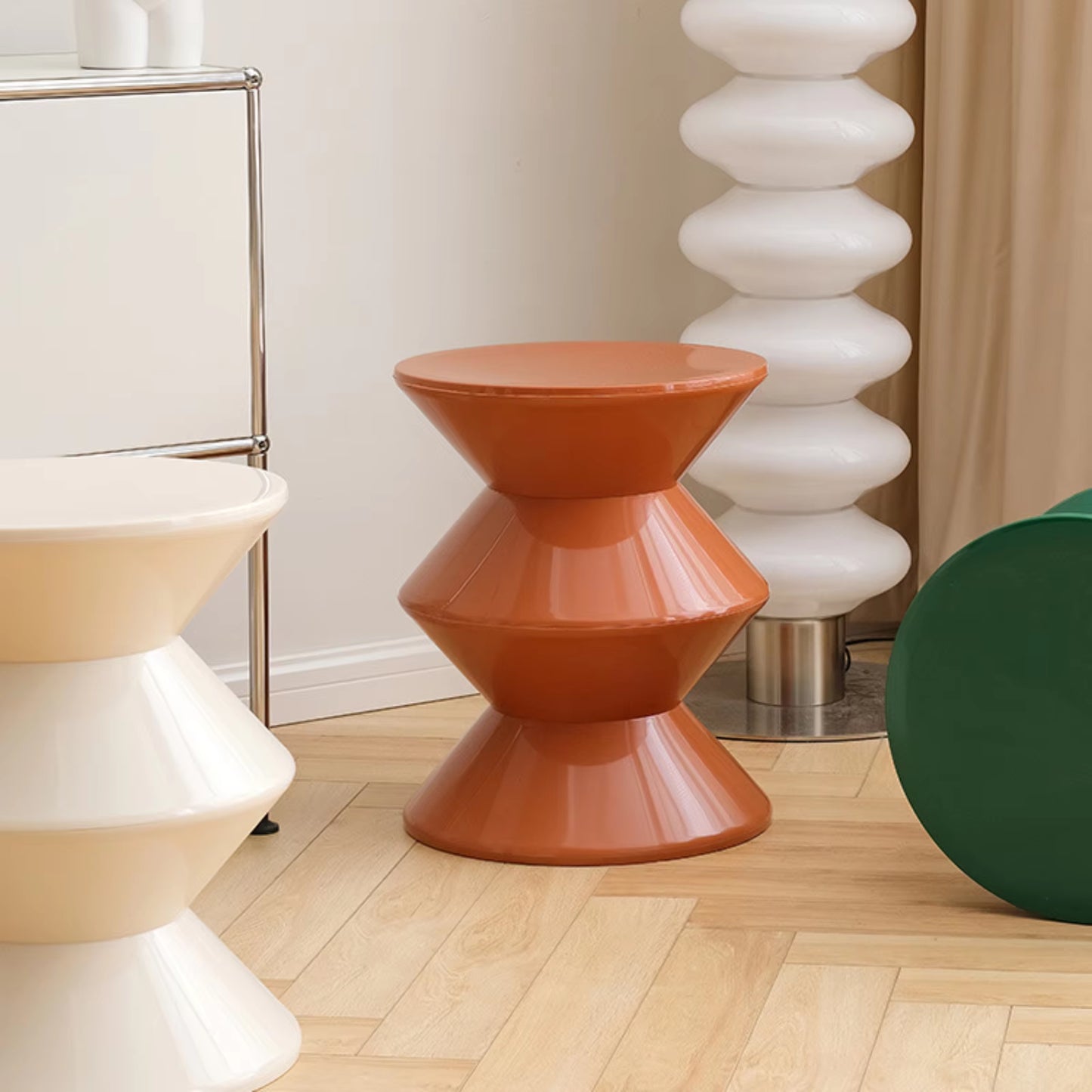 “Nordic Hourglass Stool – Small, Smart, Stylish” 