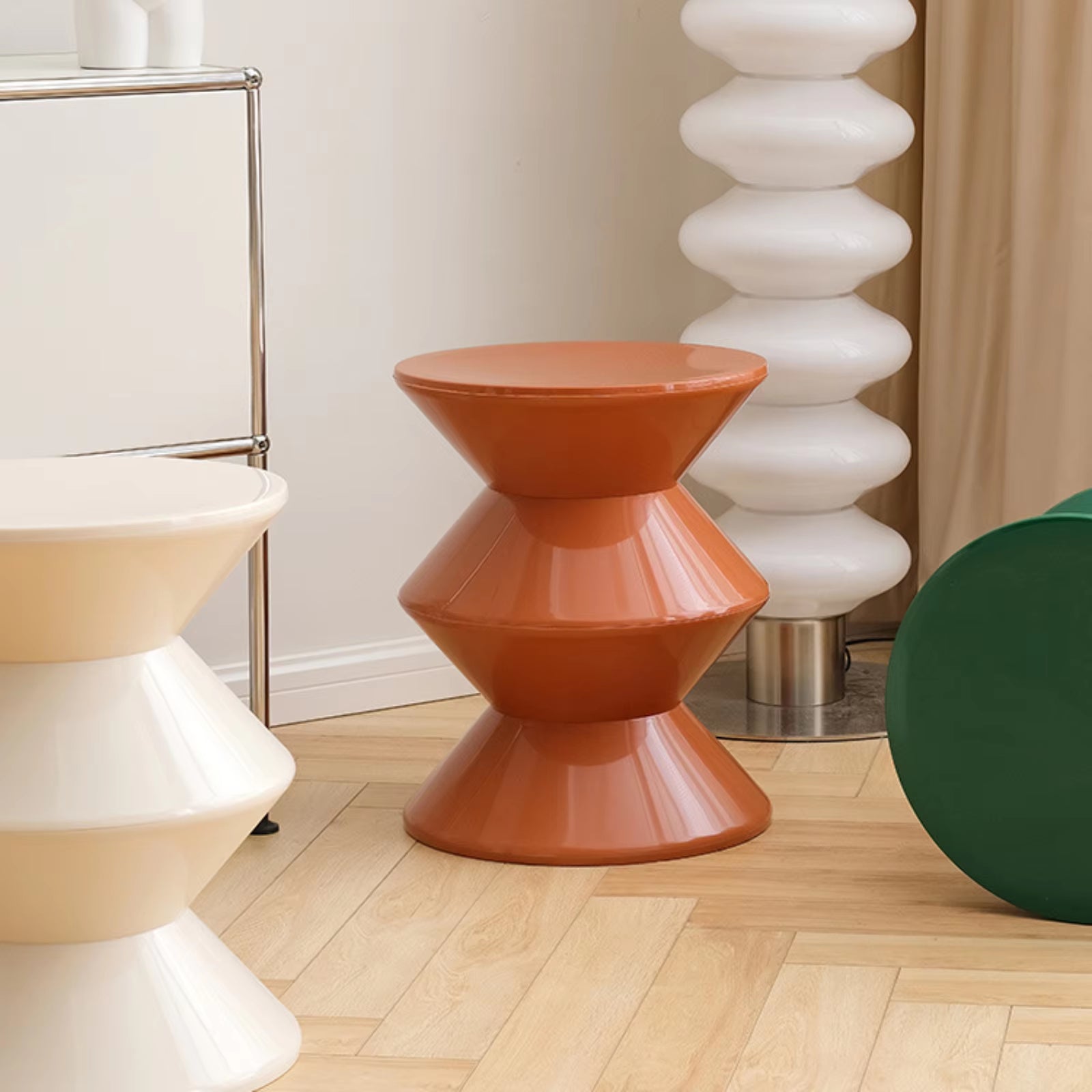 “Nordic Hourglass Stool – Small, Smart, Stylish” 