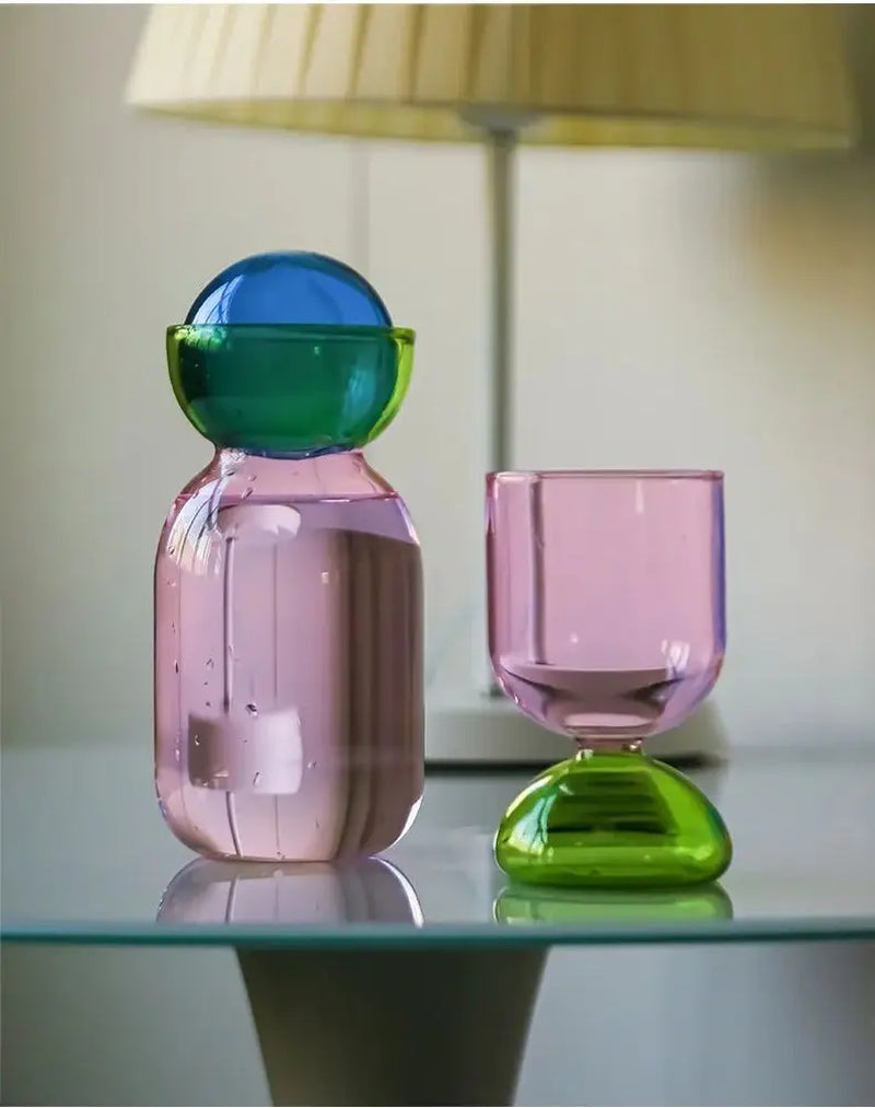 "Everyday Elegance: Colored Glass & Water Kettle" 　