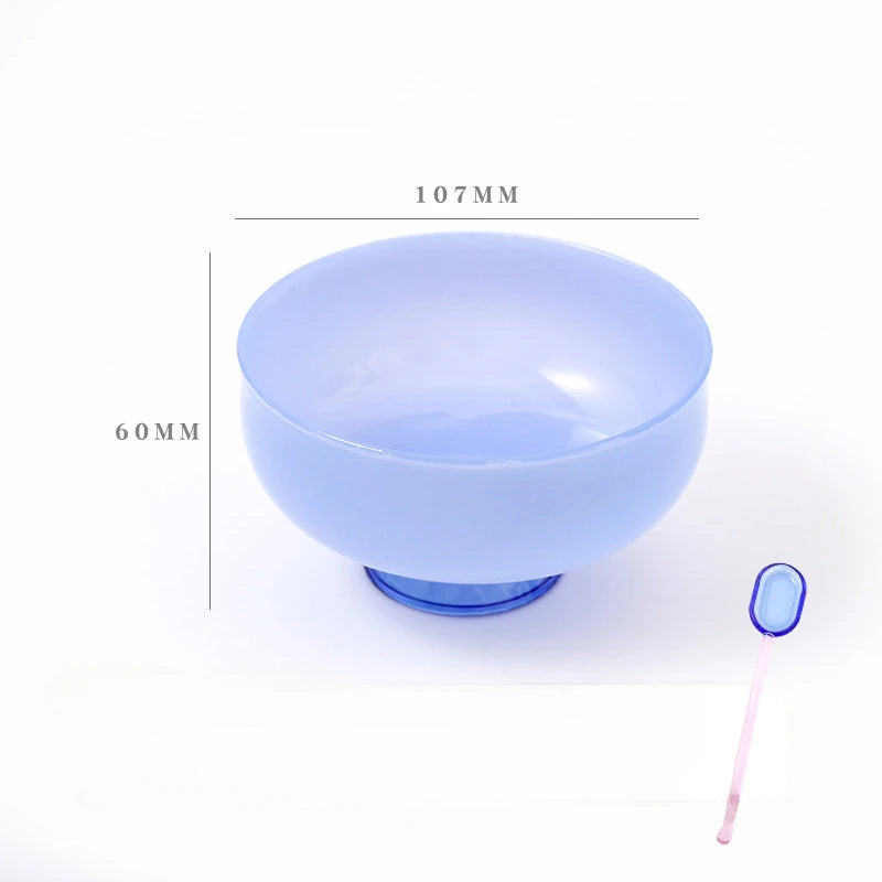 Color Blocking Glass Bowl Soup Bowl Tableware Decoration Household Heat-Resistant Transparent Bowl Spoon Set Fruit Salad Bowl
