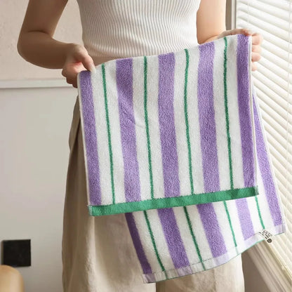 Striped Geometric Cotton Towels Soft Face Towel Long-Staple Cotton Absorbent Bath Towel Household Hotel Towels