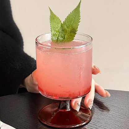 Ins Bla Base Glass Cup Juice Cup Home Use Transparent High Foot Cup Creative High-End Red Wine Cup Nordic Sle Beverage Cup