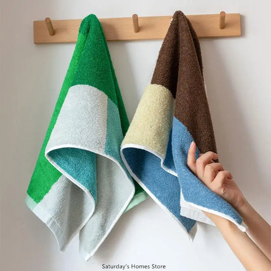 Color Matching Pure Cotton Towels Yarn-Dyed Face Soft Towel Class Long-Staple Absorbent Bath Towel Kids Towel