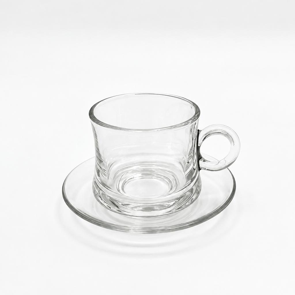 Clear Glass Cup & Saucer