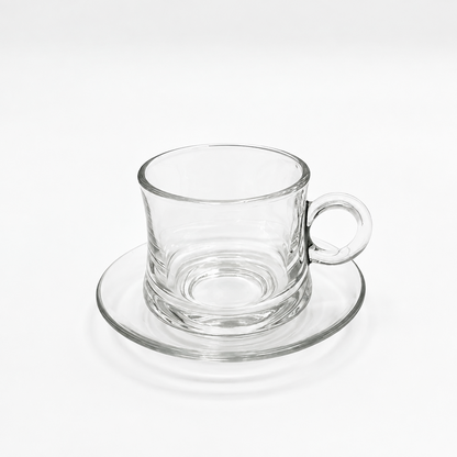 Clear Glass Cup & Saucer