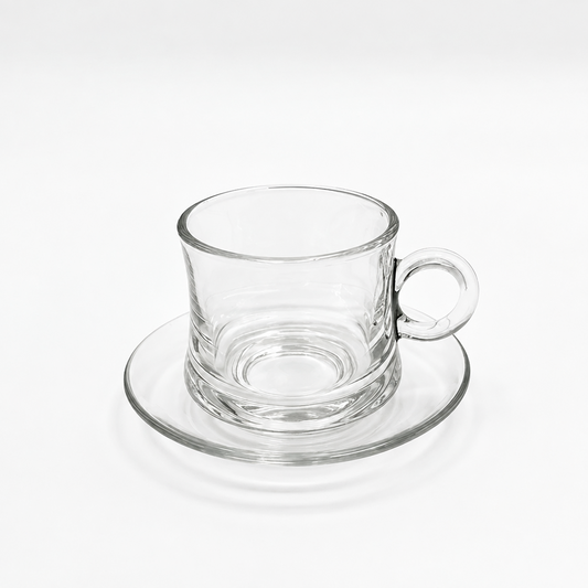 Clear Glass Cup & Saucer