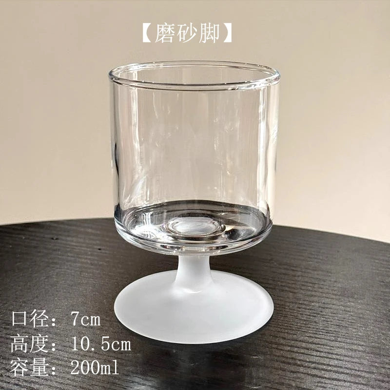 Ins Bla Base Glass Cup Juice Cup Home Use Transparent High Foot Cup Creative High-End Red Wine Cup Nordic Sle Beverage Cup