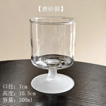 Ins Bla Base Glass Cup Juice Cup Home Use Transparent High Foot Cup Creative High-End Red Wine Cup Nordic Sle Beverage Cup