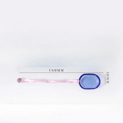 Color Blocking Glass Bowl Soup Bowl Tableware Decoration Household Heat-Resistant Transparent Bowl Spoon Set Fruit Salad Bowl