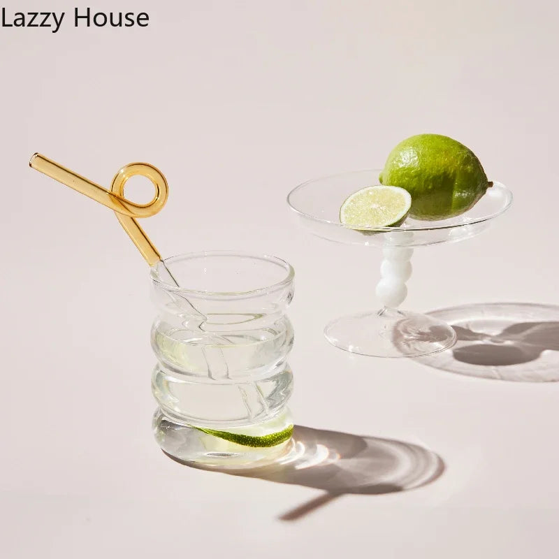Creative Glass Cup Heat-Resistant Tumbler Drinkware Tea Juice Milk Coffee Mug Home Water Glasses Ripple Mug 250Ml