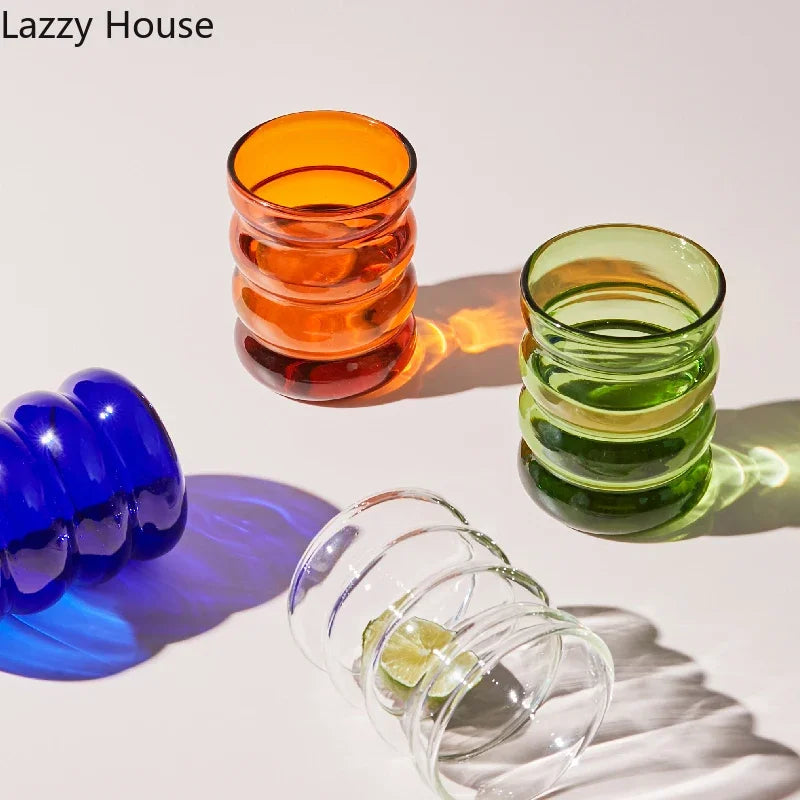 Creative Glass Cup Heat-Resistant Tumbler Drinkware Tea Juice Milk Coffee Mug Home Water Glasses Ripple Mug 250Ml