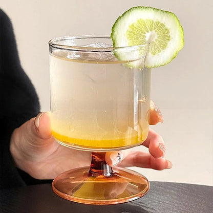 Ins Bla Base Glass Cup Juice Cup Home Use Transparent High Foot Cup Creative High-End Red Wine Cup Nordic Sle Beverage Cup
