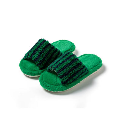 Color Block Fur Cotton Slippers