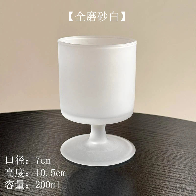 Ins Bla Base Glass Cup Juice Cup Home Use Transparent High Foot Cup Creative High-End Red Wine Cup Nordic Sle Beverage Cup
