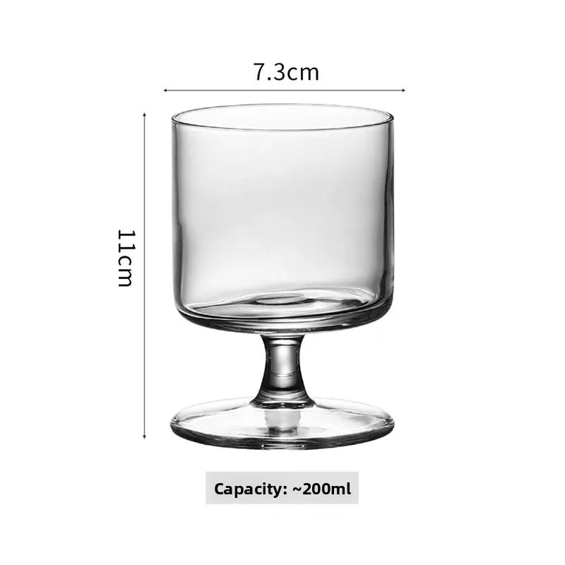 Ins Bla Base Glass Cup Juice Cup Home Use Transparent High Foot Cup Creative High-End Red Wine Cup Nordic Sle Beverage Cup
