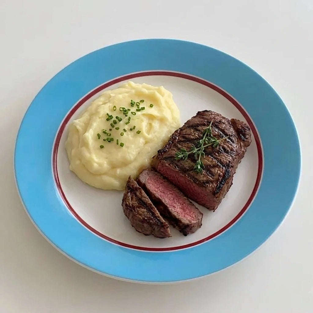 Simple Bright Blue Red Line Dining Plate French Dish Plate Dinner Plate Household Take Pictures of Beautiful Plates Salad Bowl