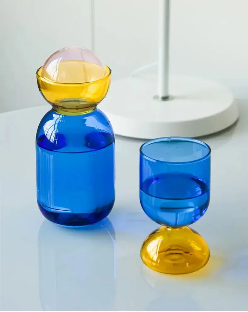 "Everyday Elegance: Colored Glass & Water Kettle" 　