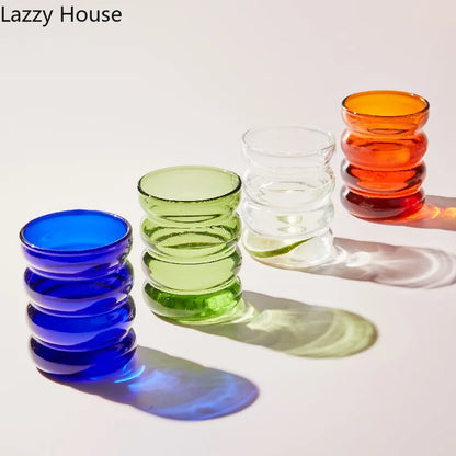 Creative Glass Cup Heat-Resistant Tumbler Drinkware Tea Juice Milk Coffee Mug Home Water Glasses Ripple Mug 250Ml