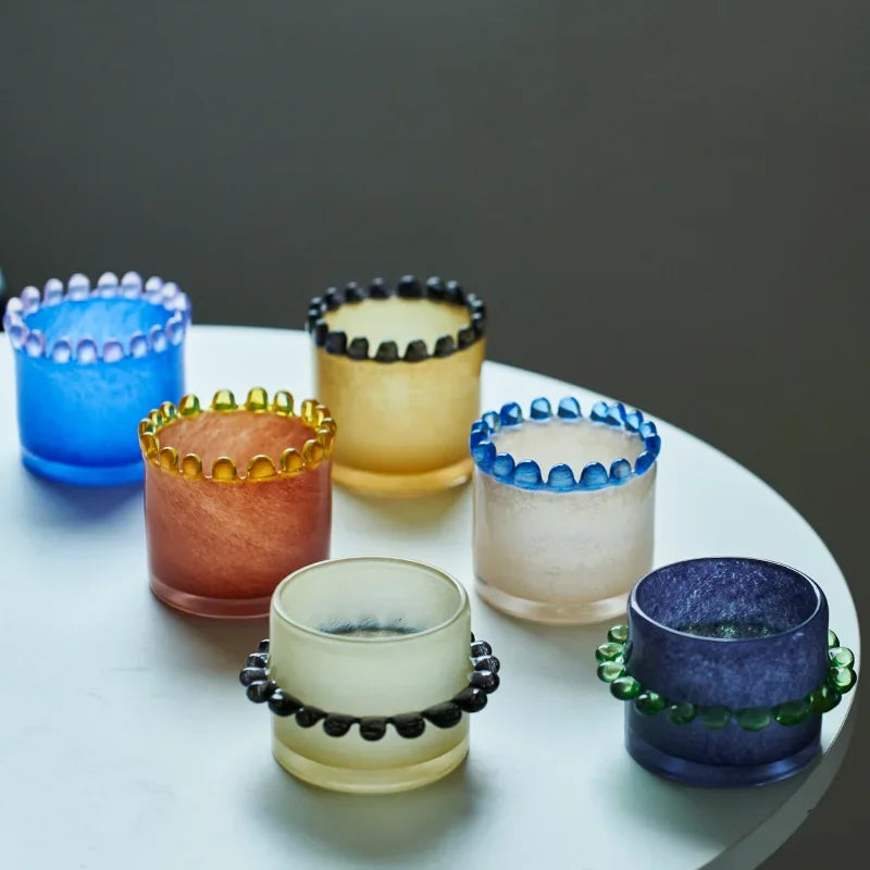Colorful Lace Straight Cylindrical Vase Light Luxury Aromatherapy Glassware Soft Home Countertop Bottle