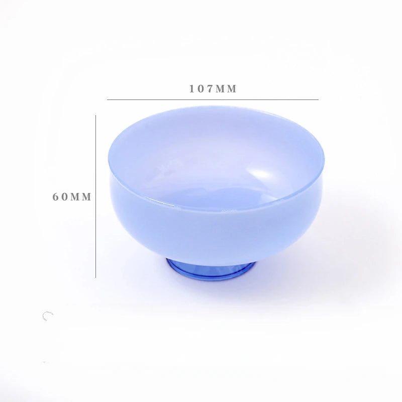 Color Blocking Glass Bowl Soup Bowl Tableware Decoration Household Heat-Resistant Transparent Bowl Spoon Set Fruit Salad Bowl