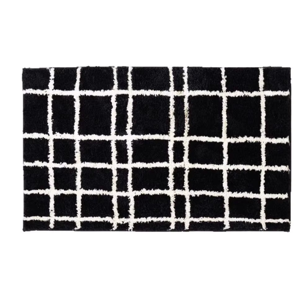 Minimal Red Plaid Tufted Carpet