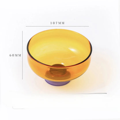 Color Blocking Glass Bowl Soup Bowl Tableware Decoration Household Heat-Resistant Transparent Bowl Spoon Set Fruit Salad Bowl