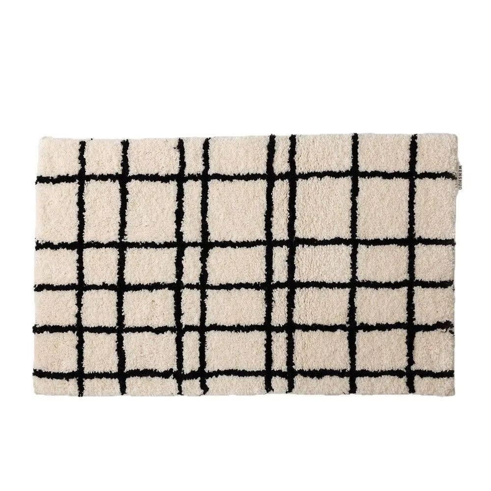 Minimal Red Plaid Tufted Carpet