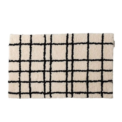 Minimal Red Plaid Tufted Carpet