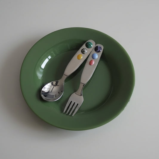 Stainless Steel Spoon Fork with Colored Natural Stones Creative INS Nordic Tableware Home Table Decoration Kitchen Accessories